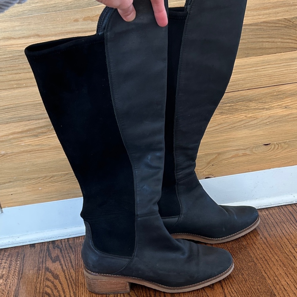 Lucky Brand Black Leather Knee-High Boots - Size 10